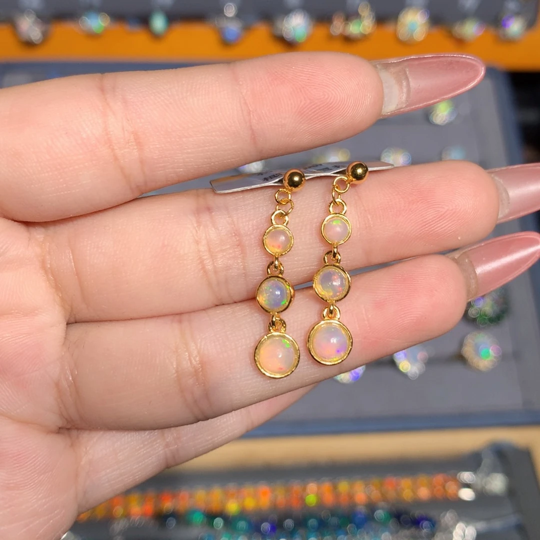 银S925镶嵌欧泊欧泊福利耳饰l