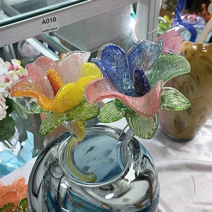 琉璃高度44厘米夜光琉璃百合花