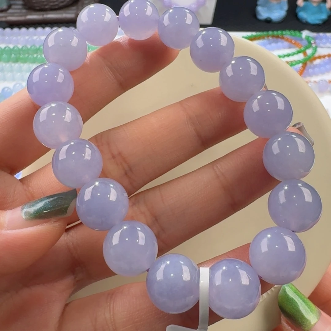 翡翠手串未镶嵌冰浓紫手串卡12.2-11.8 大卡妖紫