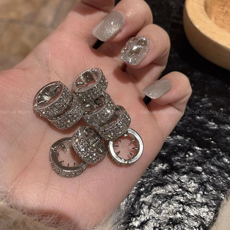 明星同款小触角闪钻发扣金属银色圆形个性编发刘海夹发卡发饰