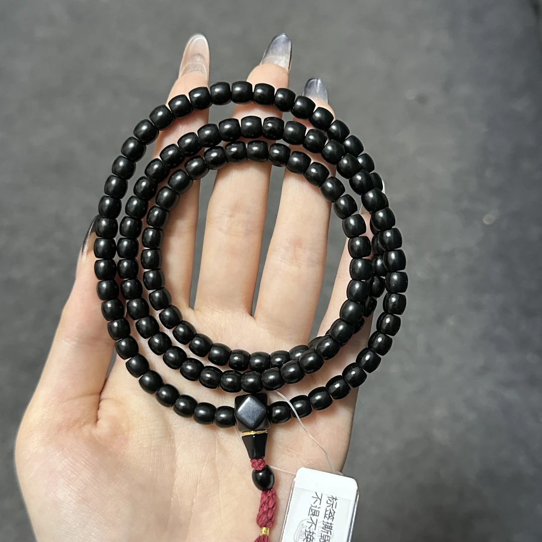 天然和田玉6mm塔青极致弧108