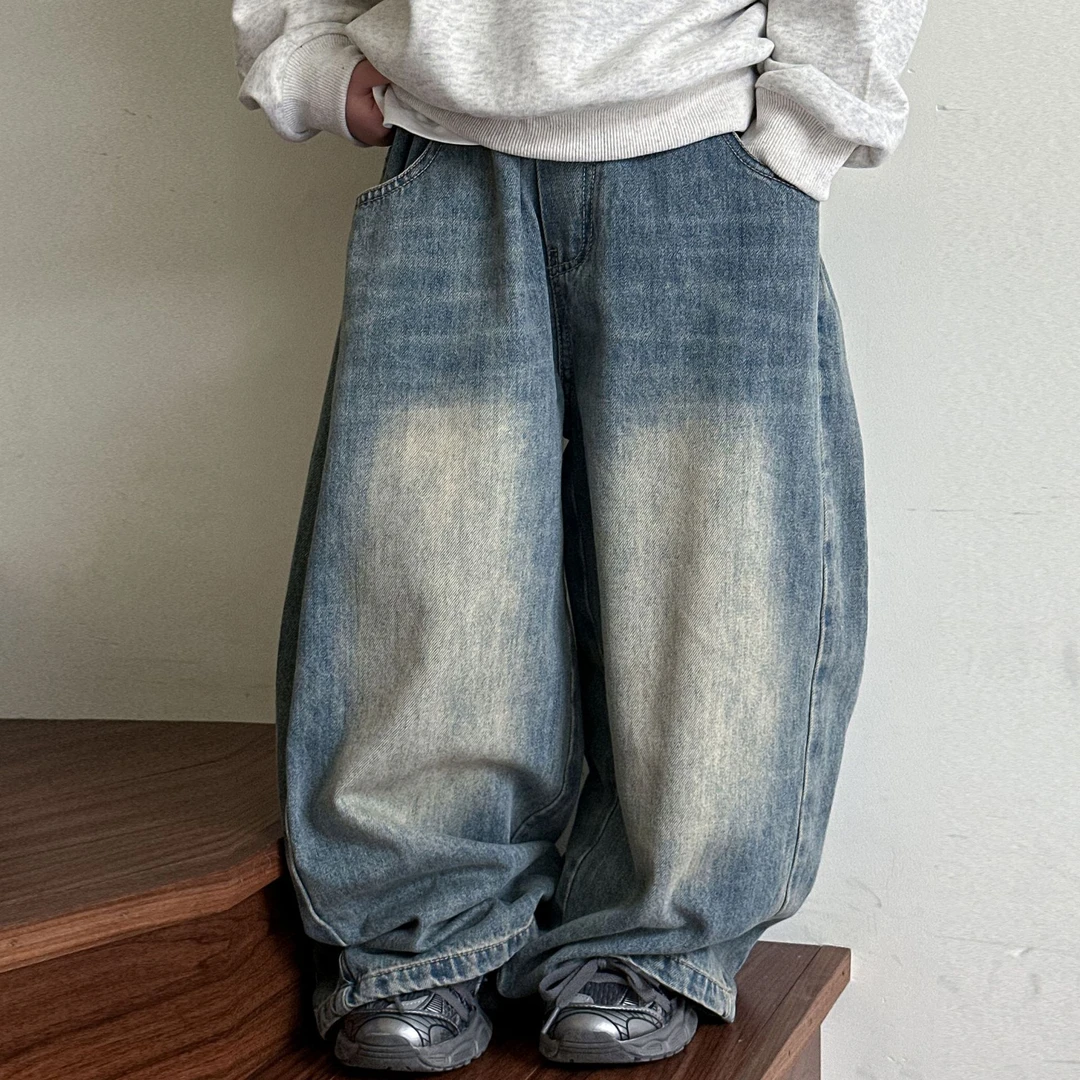 时尚牛仔裤2025春季新款男童韩版宽松直筒裤中小童春装长裤潮