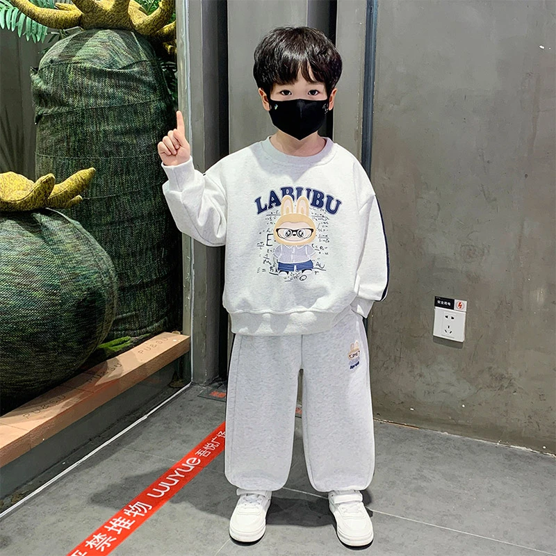 男童秋装套装2025新款宝宝炸街痞帅小童卫衣儿童春秋运动两件套潮