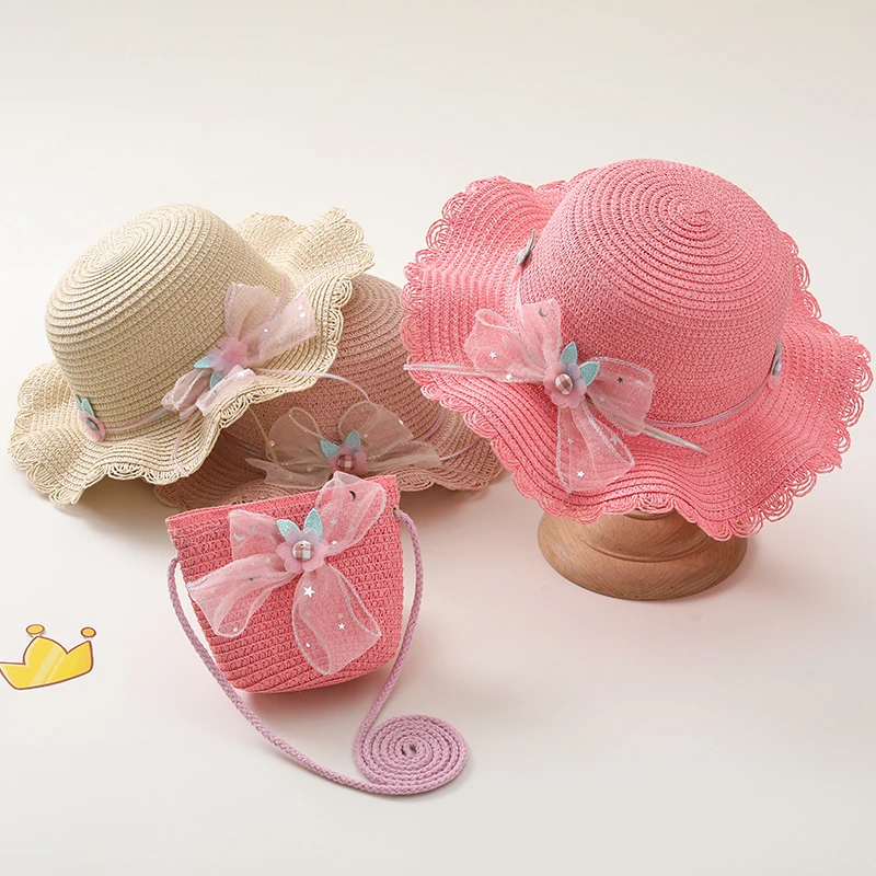 宝宝渔夫帽子夏季女童大檐遮阳草帽春夏款公主出游沙滩防晒女太阳