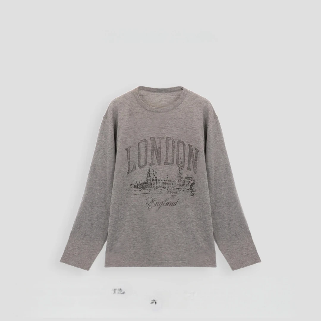 古率性街头做旧字母印花针织长袖