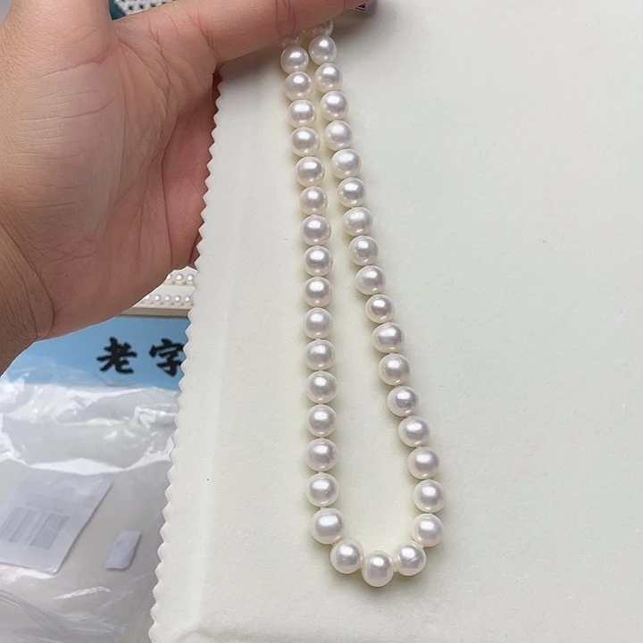 淡水珍珠银S925镶嵌颈饰卡9➕高品极光冷白丝绸光