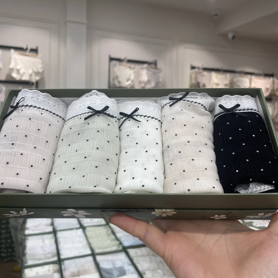 夏季薄款冰丝泡泡纱高弹透气柔软中腰女士三角内裤蕾丝