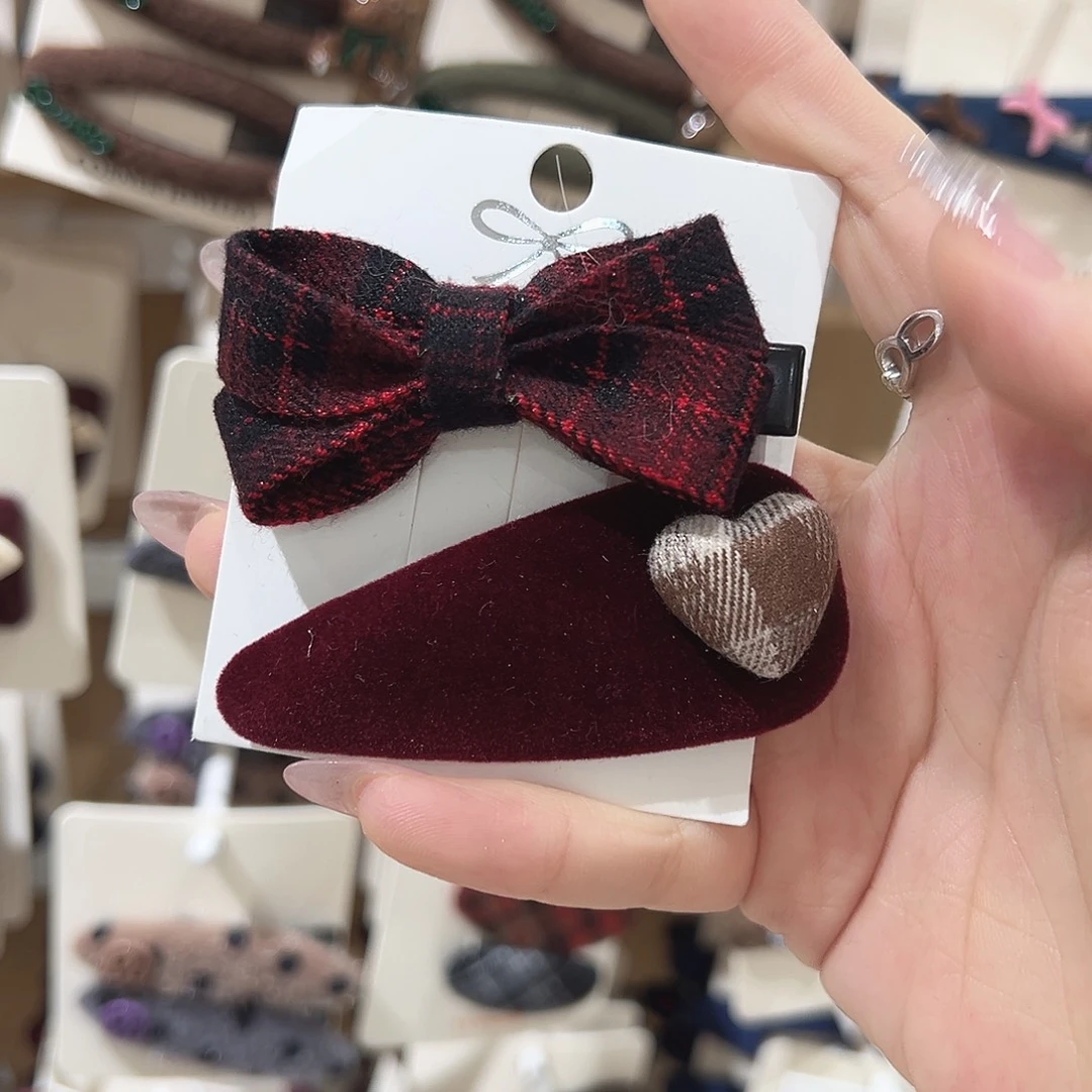 皮质铁合金红色蝴蝶结对夹