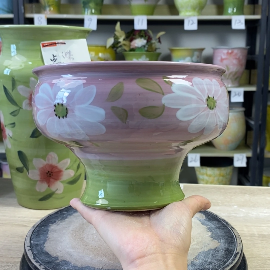 景德镇手工手绘陶瓷花盆