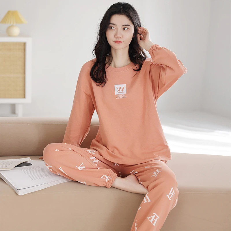 俞兆林纯棉睡衣女款爆款长袖春秋款妈妈家居服休闲可外穿套装