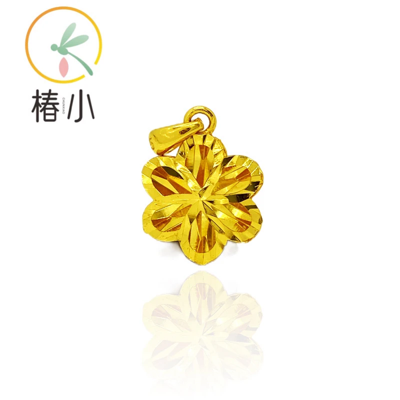 吊坠925银 金色镭射花花吊坠【椿小】741786
