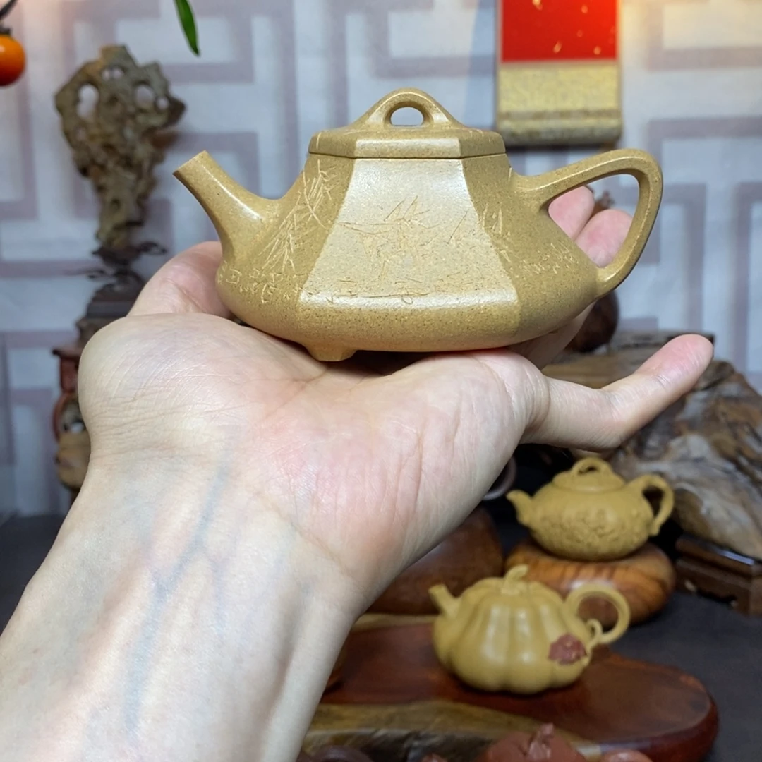 茶壶紫砂紫砂茶具老段六方文瓢