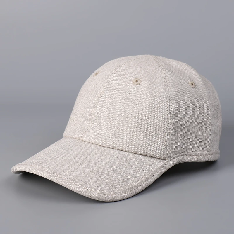 时尚简约百搭棒球帽亚麻透气户外休闲遮阳鸭舌帽男女同款素颜帽