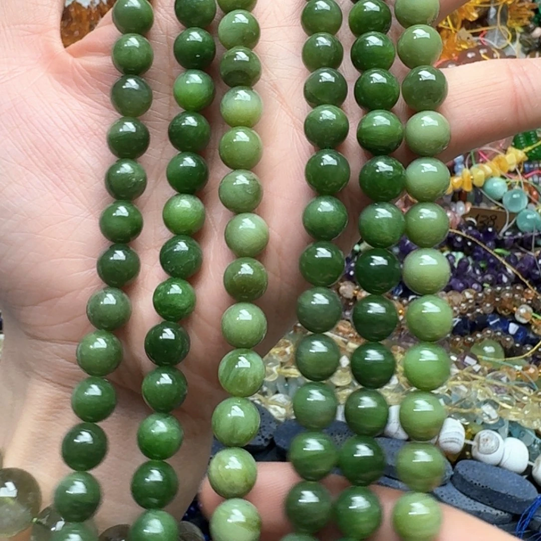 玛瑙/玉髓未镶嵌珠宝半成品一条10mm碧玉项链