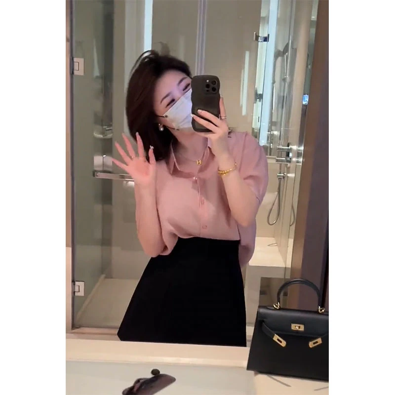 今年流行漂亮穿搭一整套女新款韩系气质短袖衬衫百搭短裙两件套