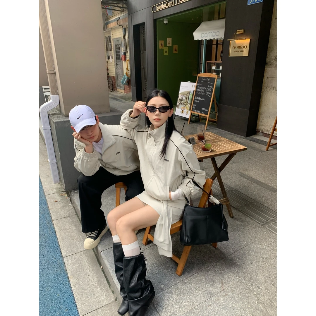 70不是七十【自由向风】初秋气质简约夹克外套短半裙情侣套装