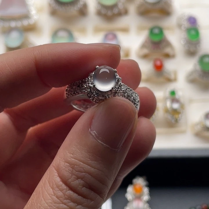 定制翡翠未镶嵌卡7玻璃蛋面