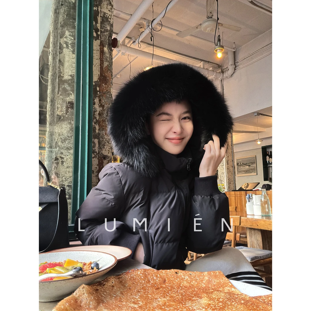 【LUMIEN 新品】轻奢质感狐狸毛连帽短款90绒子白鹅绒服LX5KWW306