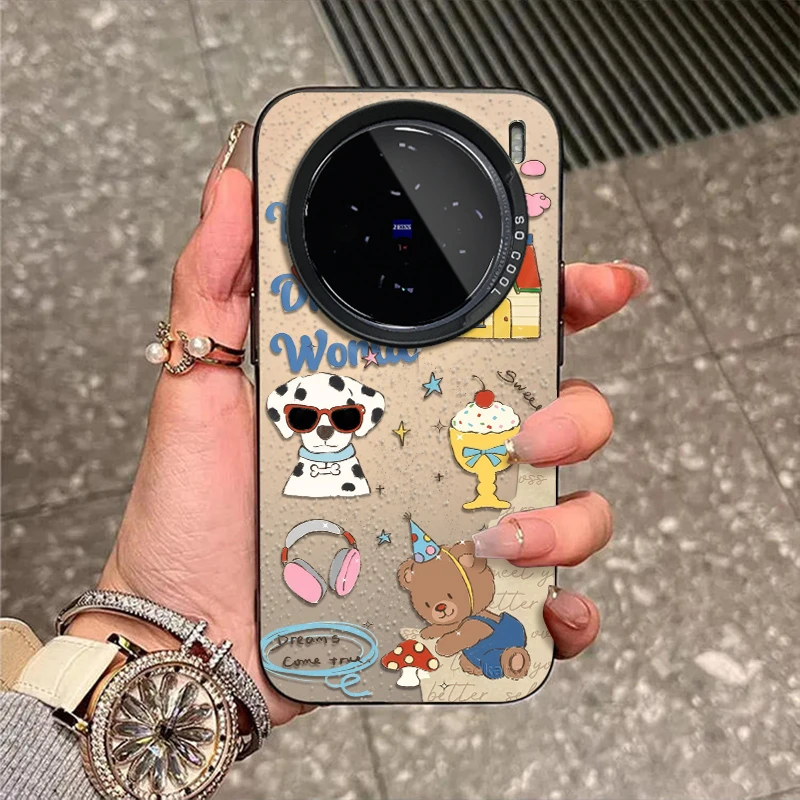 雪糕熊狗适用vivox300手机壳x200新款x100磨砂x90防摔x80彩银外壳