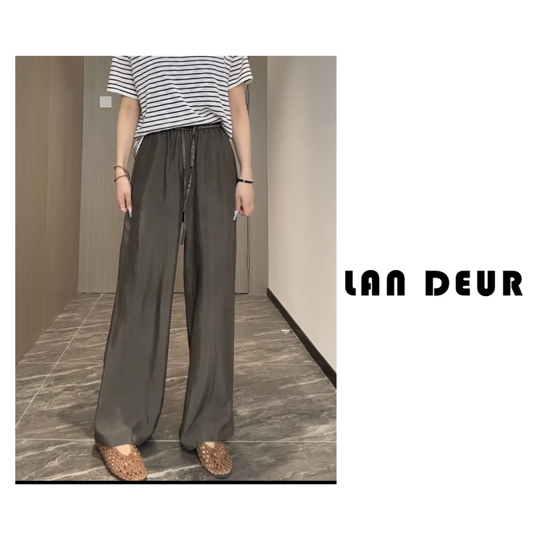 【山顶来信】100%醋酸反做直筒气质时尚百搭显瘦夏休闲拖地裤子女