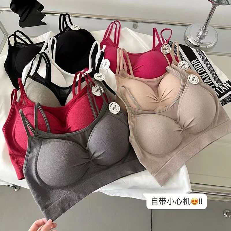 夏季打底交叉美背聚拢固定杯百搭吊带上衣女