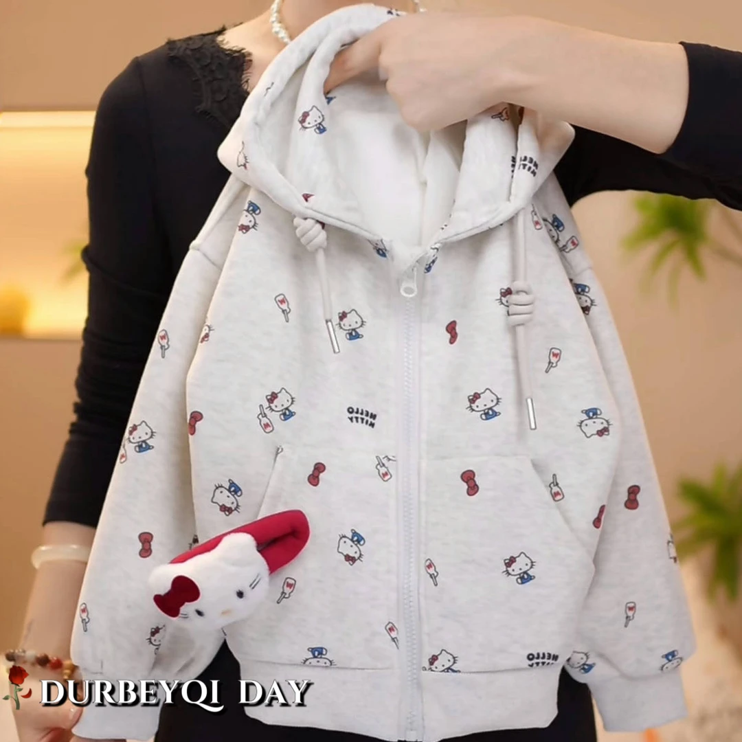 DURBEYQI/朵贝奇女童2025秋款韩版印花开衫卫衣外套5697