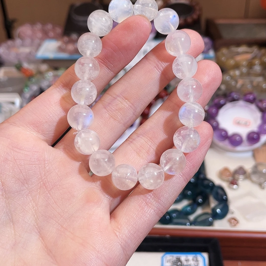 水晶未镶嵌手串双眼蓝月光10.5m