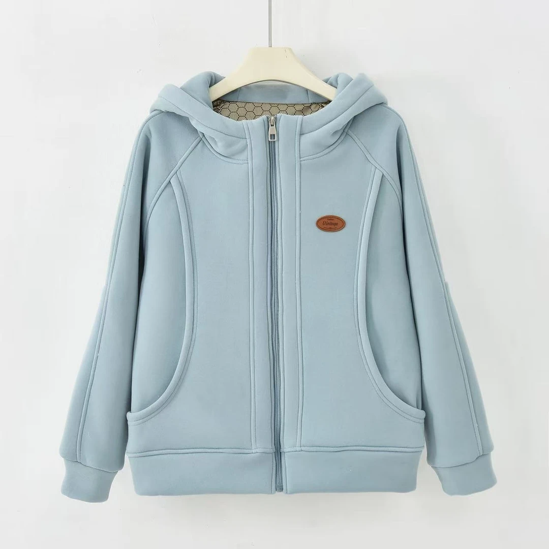 YOUYOU-[保暖百搭]2025秋冬新款加绒厚款时尚拼接短外套K-MF6958