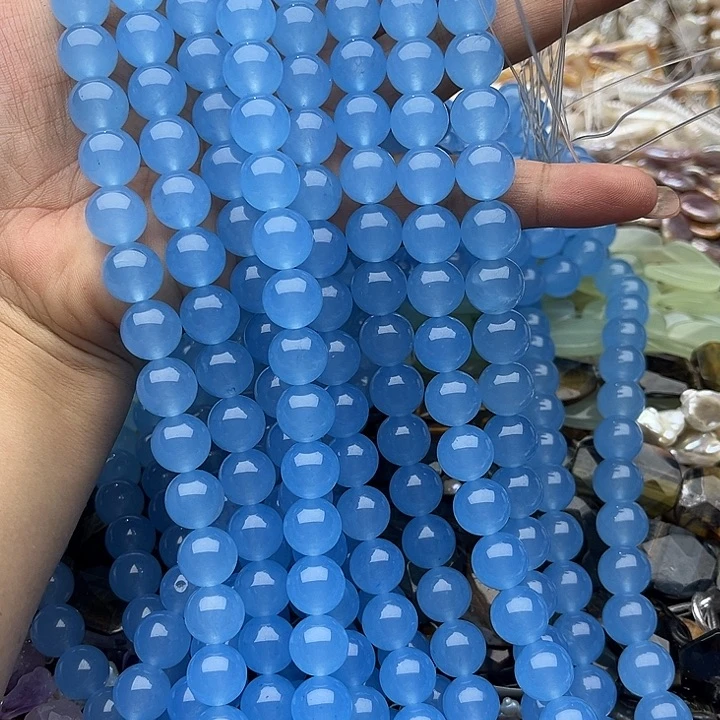 玛瑙/玉髓未镶嵌珠宝半成品一条12mm海蓝宝