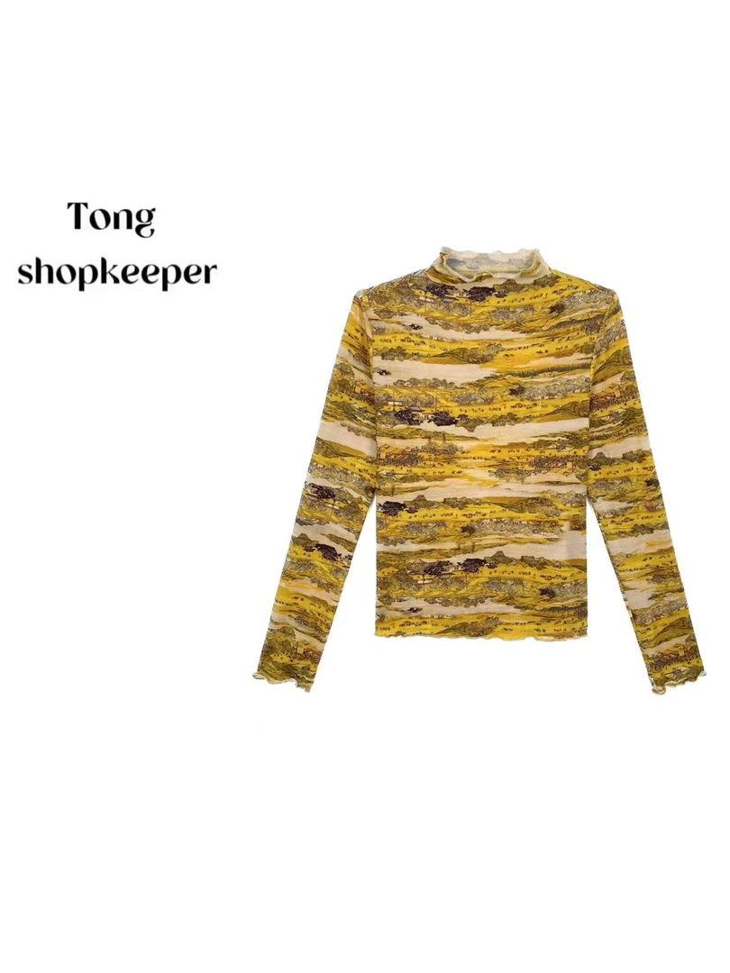 QJ/彤掌柜1683179 冬款26羊毛天丝艺术山水定制优雅显瘦小众上衣