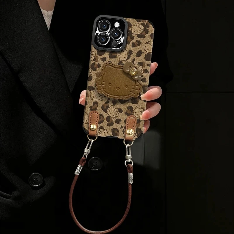 展巢/适用苹果vivo华为oppo小米iPhone16小羊皮KT猫咪支架手机壳