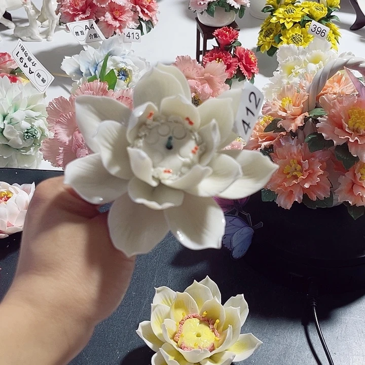 瓷片纯陶瓷手工捏花
