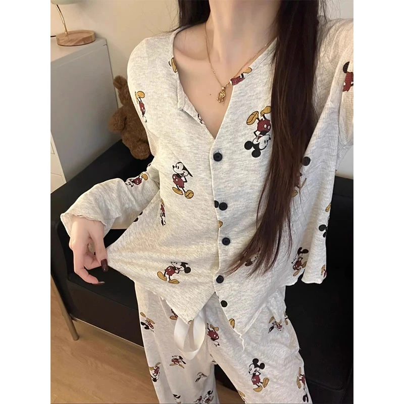 【趣味米奇】2025新款ins可爱卡通睡衣女春秋款套装长袖显瘦家居服