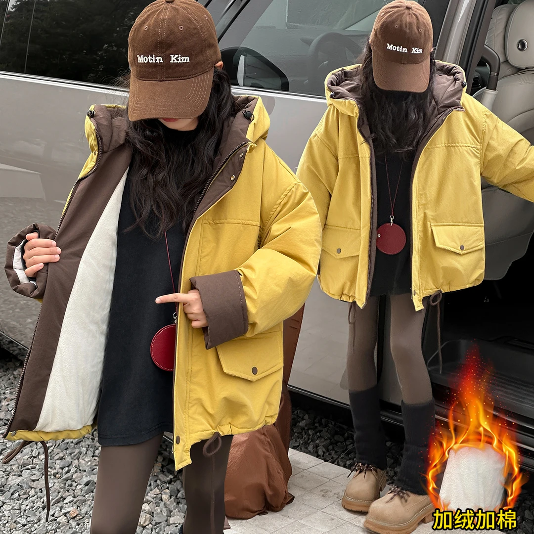 （冬款外套）女童冬款外套加绒加厚2025新款网红中大童儿童装