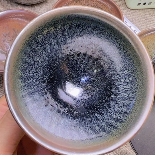 茶盏A****a龙窑柴烧跳刀绿牛牛豪束口器型9.2口径