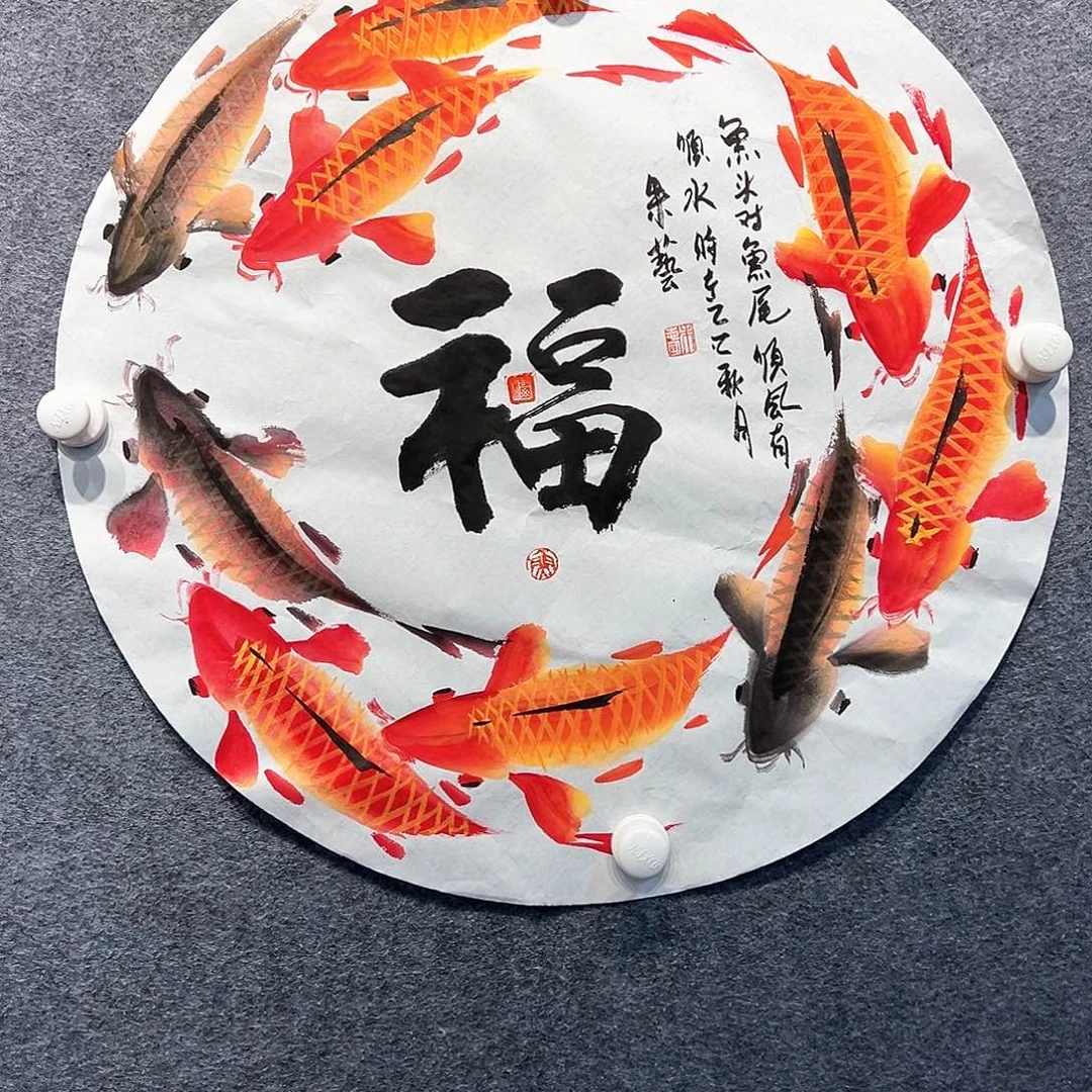 国画纯手绘画心原创
