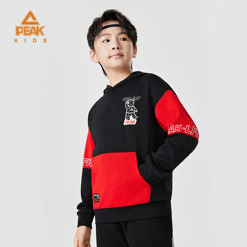 Peak/匹克儿童潮流时尚拼色连帽运动卫衣上衣休闲DFK62347