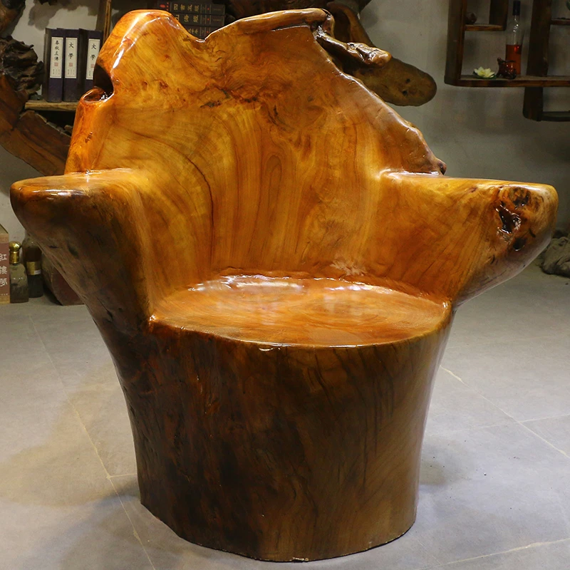 根雕靠背椅树桩原木木头木墩香樟木墩根雕木桩底坐树头MP10611
