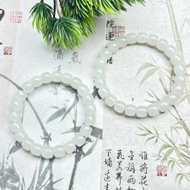 CY20和田玉白玉老型手串8mm+多样性发其一