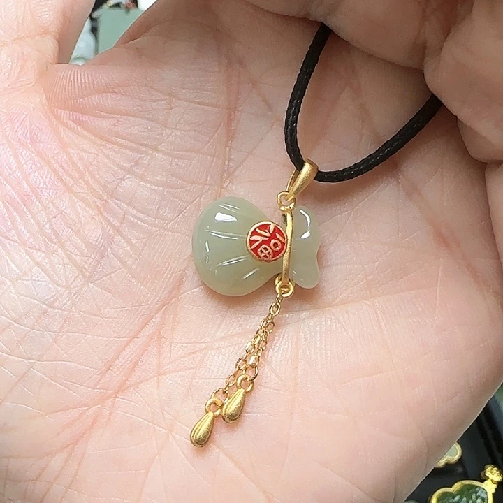 和田玉银S925镶嵌吊坠(不含链)