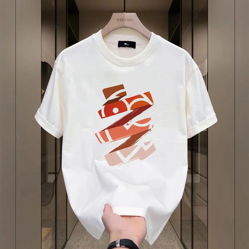 美式夏季宽松T恤潮流白色上衣印花半袖圆领男士修身韩版潮牌时尚