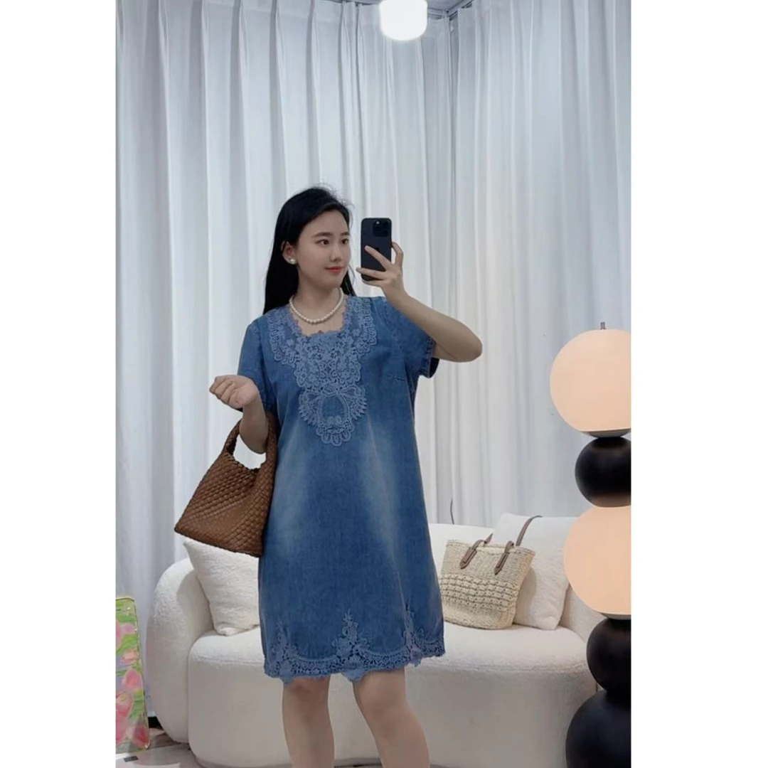 时尚气质休闲复古宽松夏季牛仔连衣裙