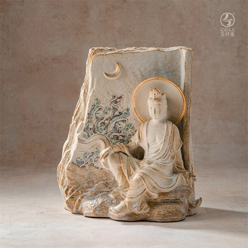 万仟堂敦煌中式禅意摆件收藏艺术品摆件办公室乔迁礼品水月观音