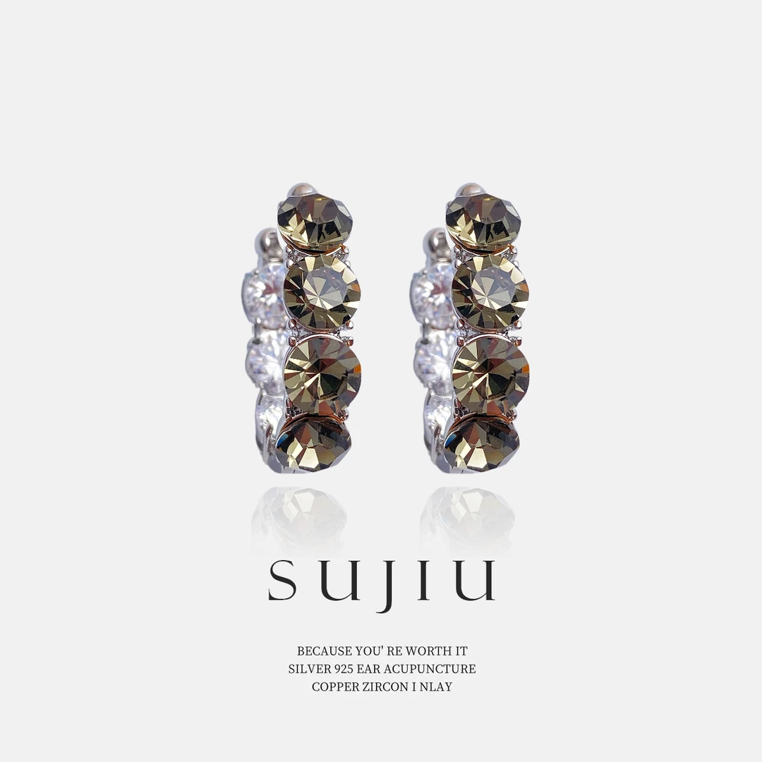 铜合金耳饰 SUJIU 925银针【深邃倒影】手工复古耳钉耳环耳坠7406