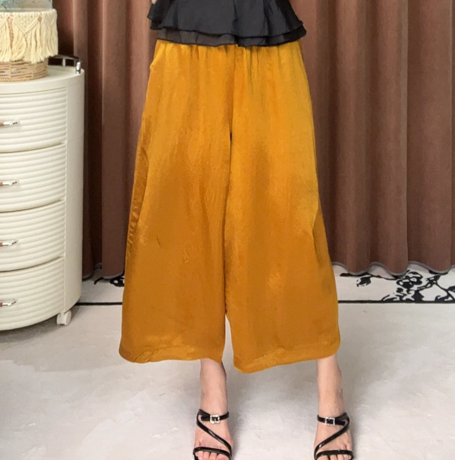 2025高端夏季新款醋酸肌理纹花苞裤时尚休闲百搭酷飒风女装高级感