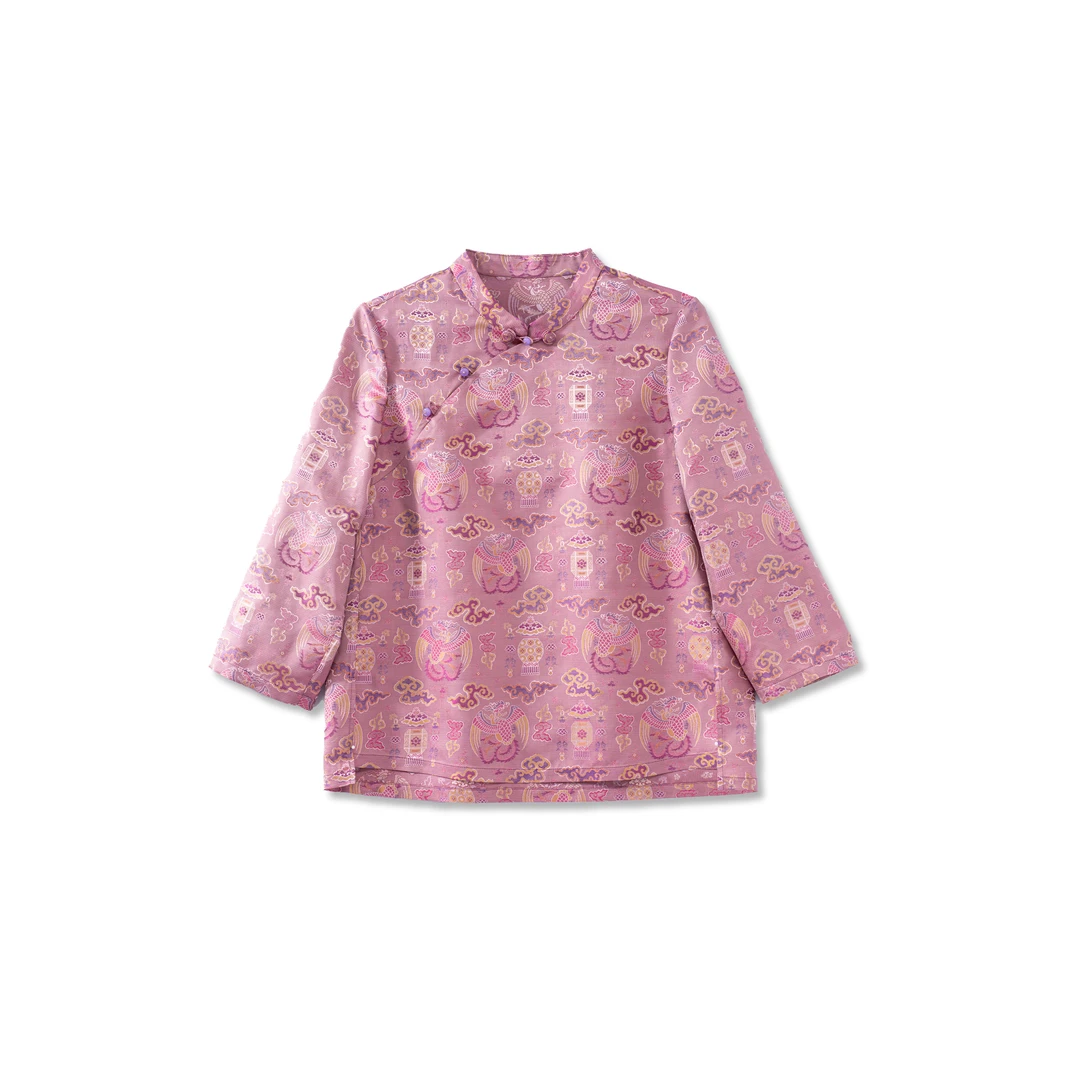 莲吉-YZ259123新中式桑蚕丝蜀锦上衣时尚中国风气质休闲女装