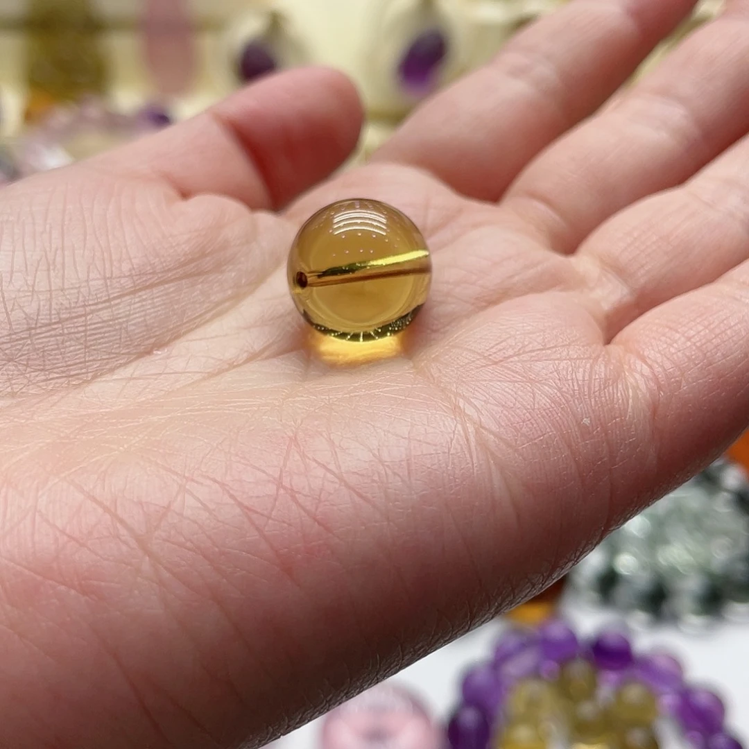 黄晶颈饰未镶嵌h**e黄水晶单珠15