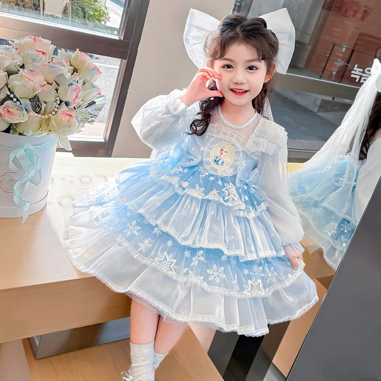 冰雪奇缘艾莎公主裙女童春秋新款2025新款儿童女宝宝生日礼服裙子