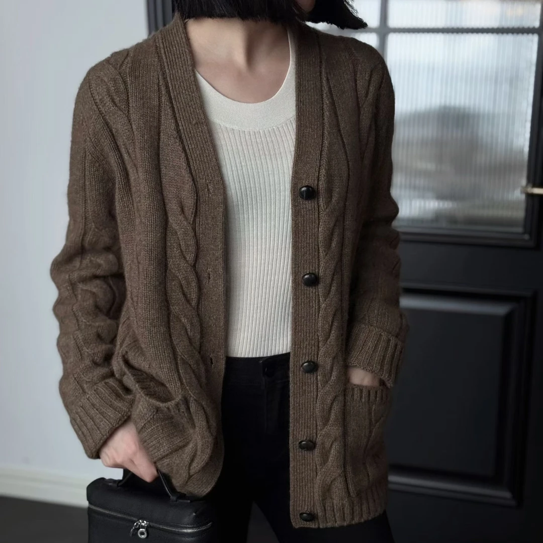 高端系列进口A级山羊绒极简老钱风开衫