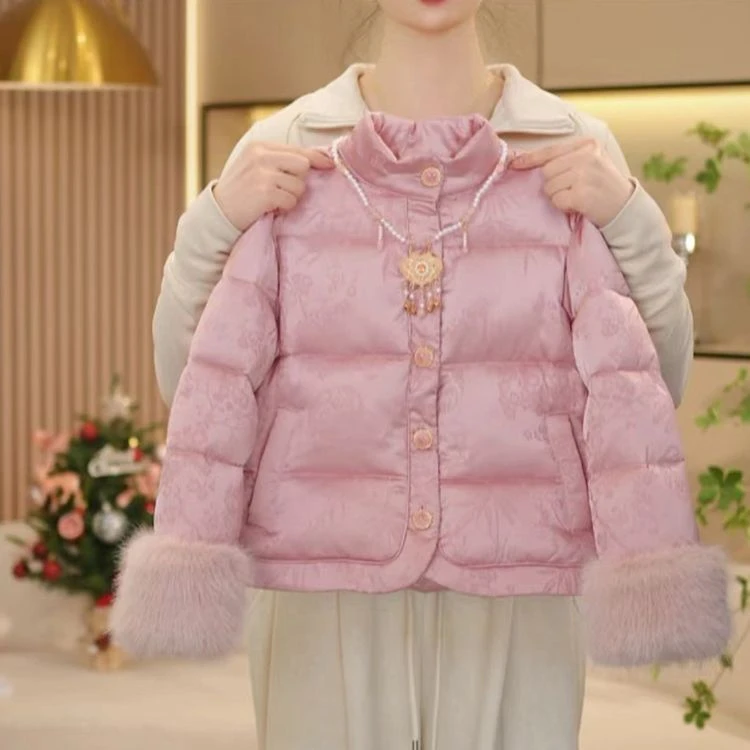 女童棉服棉袄原创设计休闲童装中大童上衣保暖冬装洋气粉色百搭